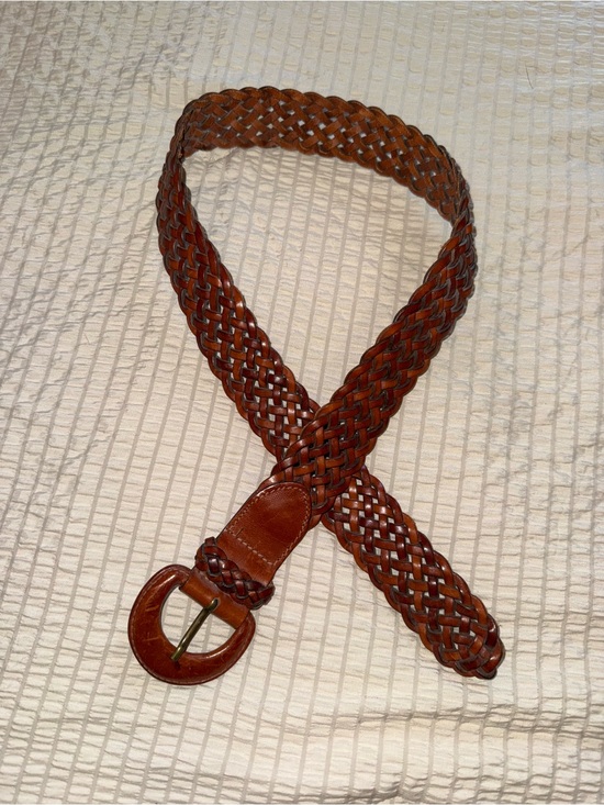 Accessories - Vintage Wide Braided Leather Belt in Brown small